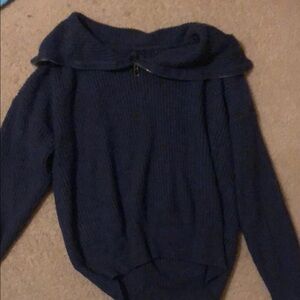 Navy Blue Quarter Zip Knit Sweater